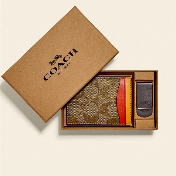 Coach Boxed 3-in-1 Card Case Money Clip Set in Colorblock - Picture 1 of 5